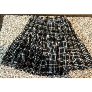 Altar'd State Plaid Mini Skirt Size Small Black White Twirl